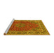 Sideview of Machine Washable Medallion Yellow Traditional Rug, wshtr40yw