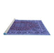 Sideview of Machine Washable Medallion Blue Traditional Rug, wshtr40blu