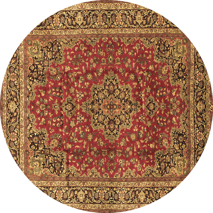 Round Medallion Brown Traditional Rug, tr40brn