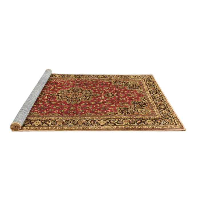 Sideview of Machine Washable Medallion Brown Traditional Rug, wshtr40brn