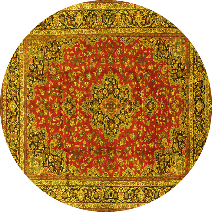 Round Medallion Yellow Traditional Rug, tr40yw