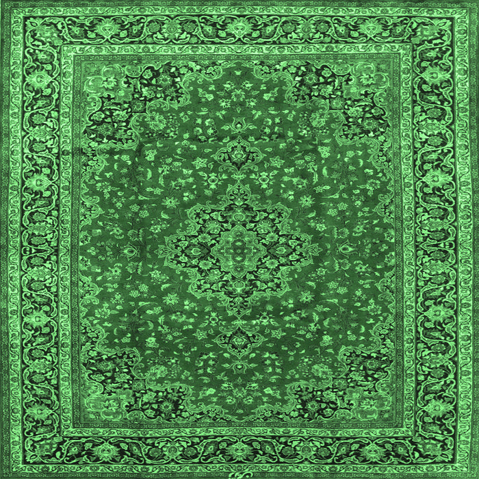 Square Medallion Emerald Green Traditional Rug, tr40emgrn
