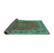 Sideview of Medallion Turquoise Traditional Rug, tr40turq