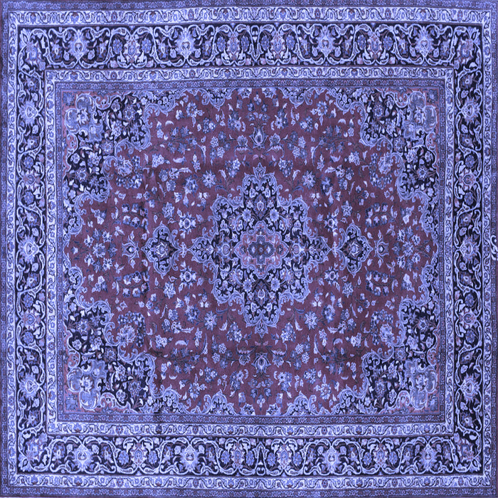 Square Machine Washable Medallion Blue Traditional Rug, wshtr40blu