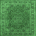 Square Machine Washable Medallion Emerald Green Traditional Area Rugs, wshtr40emgrn