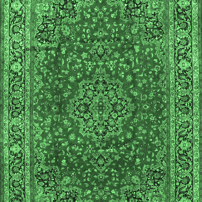 Machine Washable Medallion Emerald Green Traditional Area Rugs, wshtr40emgrn
