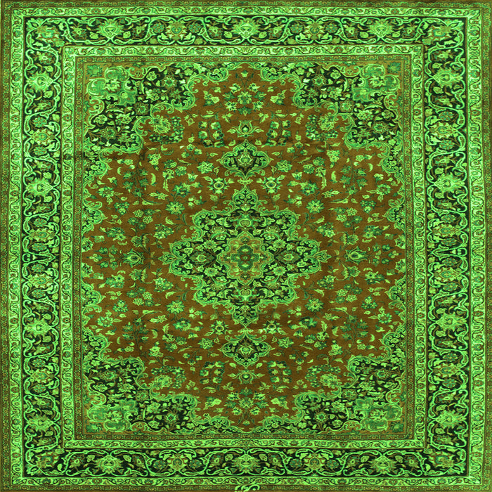 Serging Thickness of Medallion Green Traditional Rug, tr40grn