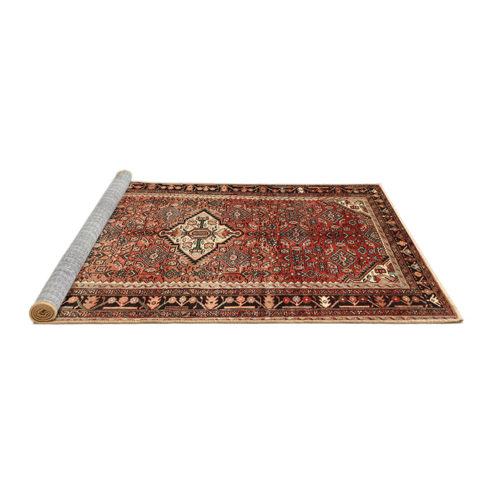 Sideview of Machine Washable Traditional Saffron Red Rug, wshtr410