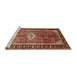 Sideview of Machine Washable Traditional Saffron Red Rug, wshtr410