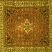 Square Machine Washable Persian Yellow Traditional Rug, wshtr4100yw