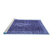 Sideview of Machine Washable Persian Blue Traditional Rug, wshtr4100blu