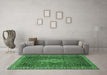 Machine Washable Persian Emerald Green Traditional Area Rugs in a Living Room,, wshtr4100emgrn