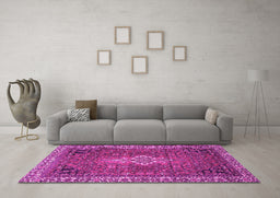 Machine Washable Persian Pink Traditional Rug in a Living Room, wshtr4100pnk