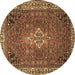 Round Machine Washable Persian Brown Traditional Rug, wshtr4100brn