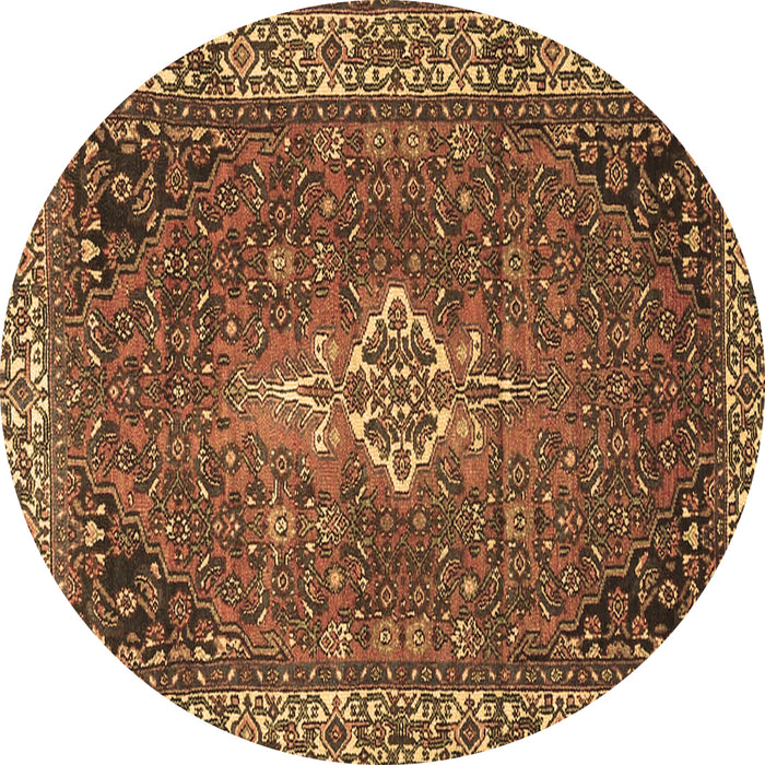 Round Persian Brown Traditional Rug, tr4100brn