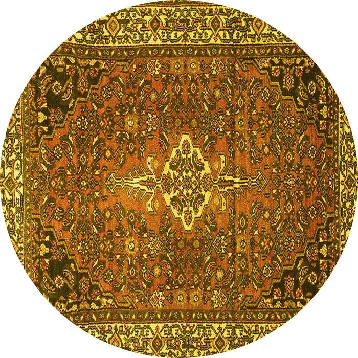 Round Persian Yellow Traditional Rug, tr4100yw