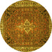 Round Persian Yellow Traditional Rug, tr4100yw