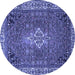 Round Machine Washable Persian Blue Traditional Rug, wshtr4100blu