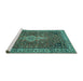 Sideview of Machine Washable Persian Turquoise Traditional Area Rugs, wshtr4100turq