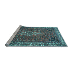 Sideview of Machine Washable Persian Light Blue Traditional Rug, wshtr4100lblu