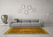 Machine Washable Persian Yellow Traditional Rug in a Living Room, wshtr4100yw