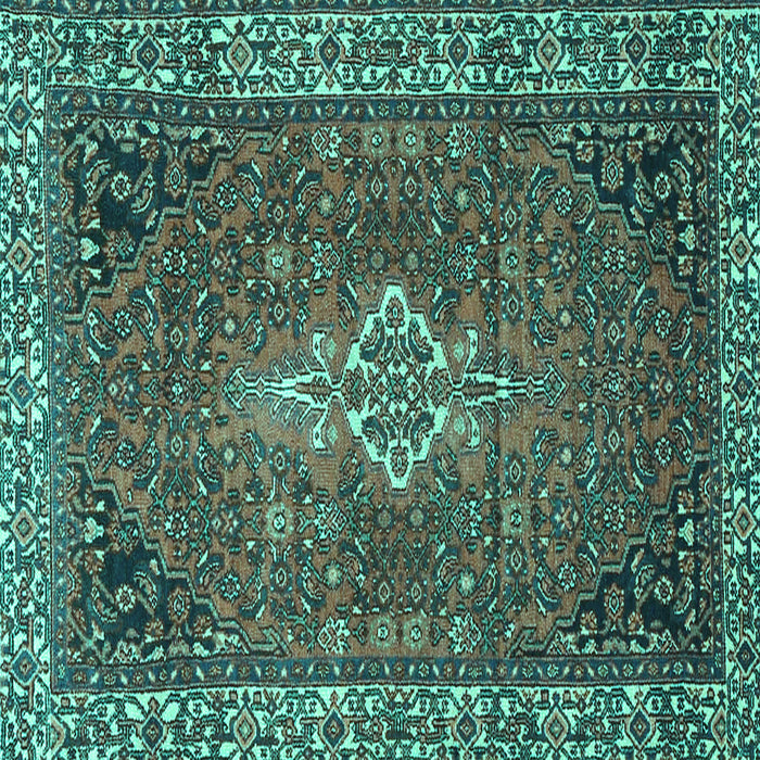 Square Machine Washable Persian Turquoise Traditional Area Rugs, wshtr4100turq