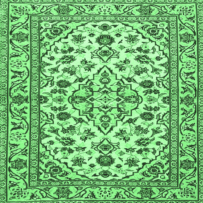 Square Machine Washable Persian Emerald Green Traditional Area Rugs, wshtr4101emgrn