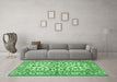 Machine Washable Persian Emerald Green Traditional Area Rugs in a Living Room,, wshtr4101emgrn