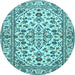 Round Machine Washable Persian Light Blue Traditional Rug, wshtr4101lblu