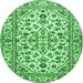 Round Persian Emerald Green Traditional Rug, tr4101emgrn