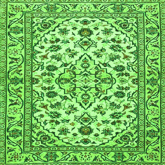 Round Machine Washable Persian Green Traditional Area Rugs, wshtr4101grn