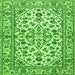 Round Machine Washable Persian Green Traditional Area Rugs, wshtr4101grn