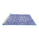 Sideview of Machine Washable Persian Blue Traditional Rug, wshtr4101blu