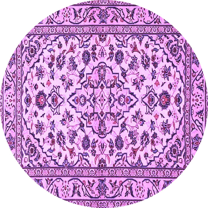 Round Machine Washable Persian Purple Traditional Area Rugs, wshtr4101pur