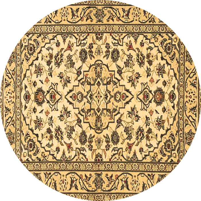 Round Machine Washable Persian Brown Traditional Rug, wshtr4101brn