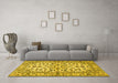 Machine Washable Persian Yellow Traditional Rug in a Living Room, wshtr4101yw