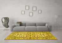 Machine Washable Persian Yellow Traditional Rug, wshtr4101yw