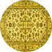 Round Persian Yellow Traditional Rug, tr4101yw