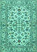 Machine Washable Persian Turquoise Traditional Area Rugs, wshtr4101turq