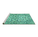 Sideview of Machine Washable Persian Turquoise Traditional Area Rugs, wshtr4101turq