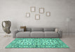 Machine Washable Persian Turquoise Traditional Area Rugs in a Living Room,, wshtr4101turq