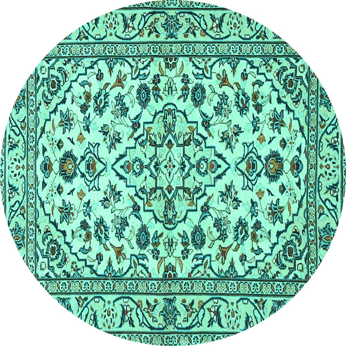 Round Persian Turquoise Traditional Rug, tr4101turq