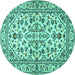 Round Persian Turquoise Traditional Rug, tr4101turq