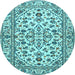 Round Persian Light Blue Traditional Rug, tr4101lblu