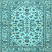 Square Machine Washable Persian Light Blue Traditional Rug, wshtr4101lblu