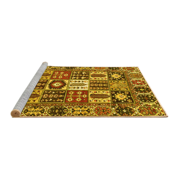 Sideview of Machine Washable Persian Yellow Traditional Rug, wshtr4102yw