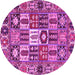 Round Machine Washable Persian Pink Traditional Rug, wshtr4102pnk