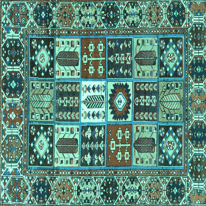 Square Machine Washable Persian Turquoise Traditional Area Rugs, wshtr4102turq