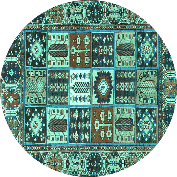 Round Machine Washable Persian Turquoise Traditional Area Rugs, wshtr4102turq