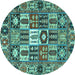 Round Machine Washable Persian Turquoise Traditional Area Rugs, wshtr4102turq